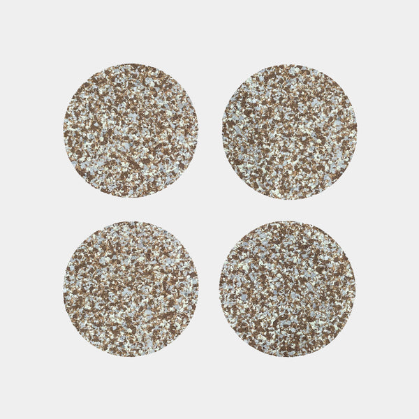 Warm grey speckled cork coasters — set of 4