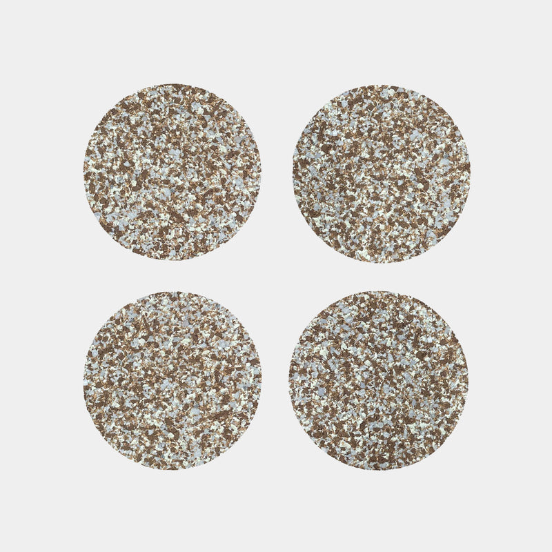 Warm grey speckled cork coasters — set of 4