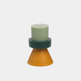 Stack Candle Mini  —  pistachio / dark green / curry