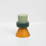 Stack Candle Mini  —  pistachio / dark green / curry