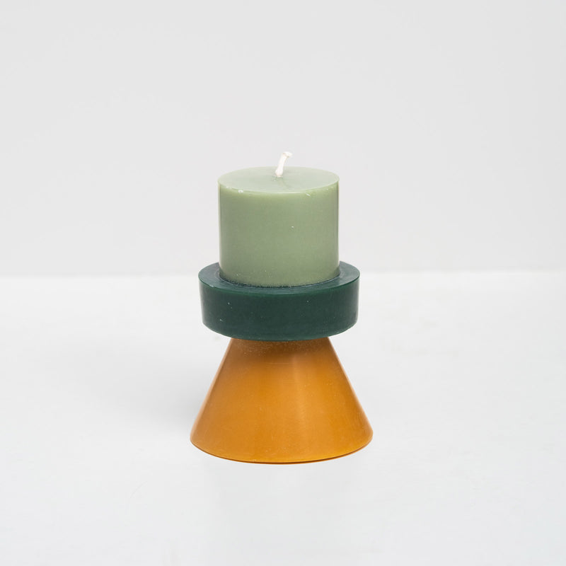 Stack Candle Mini  —  pistachio / dark green / curry