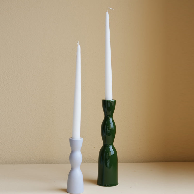 Dark green tall wave candleholder