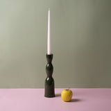 Dark green tall wave candleholder