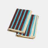 Block stripe napkins — cyan / russet