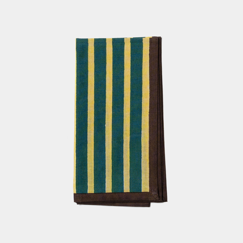 Block stripe napkins — lemon / forest green