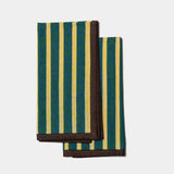 Block stripe napkins — lemon / forest green