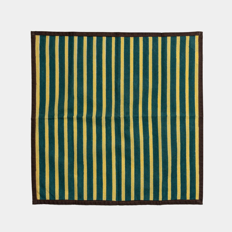 Block stripe napkins — lemon / forest green