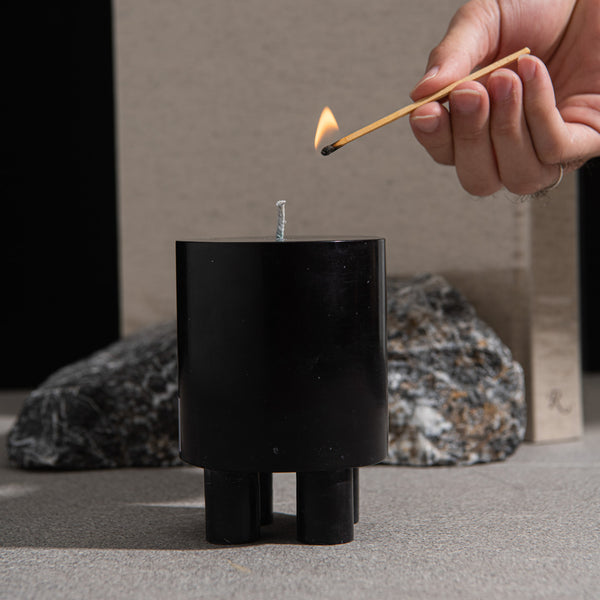 Stack Candle Prop  — obsidian black