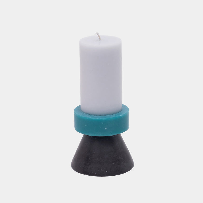 Stack Candle Tall  —  lilac / turquoise / charcoal