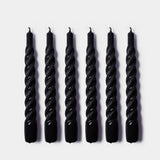 Black twisted gloss candles — set of 6