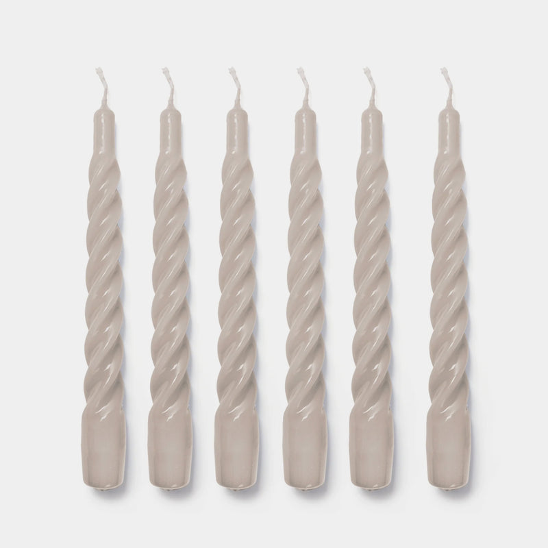 Grey twisted gloss candles — set of 6