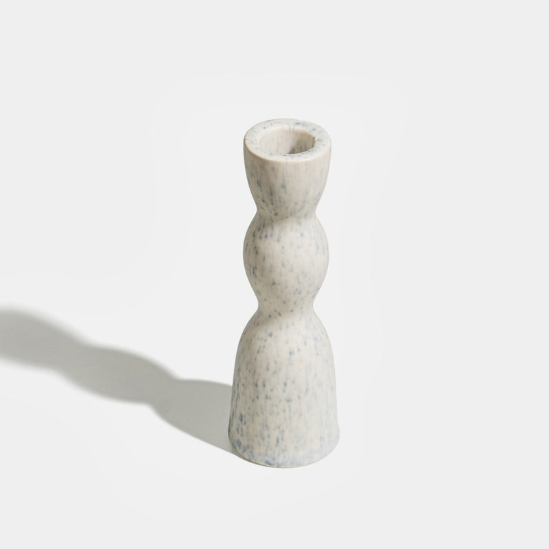 Low wave candleholder — white speckle