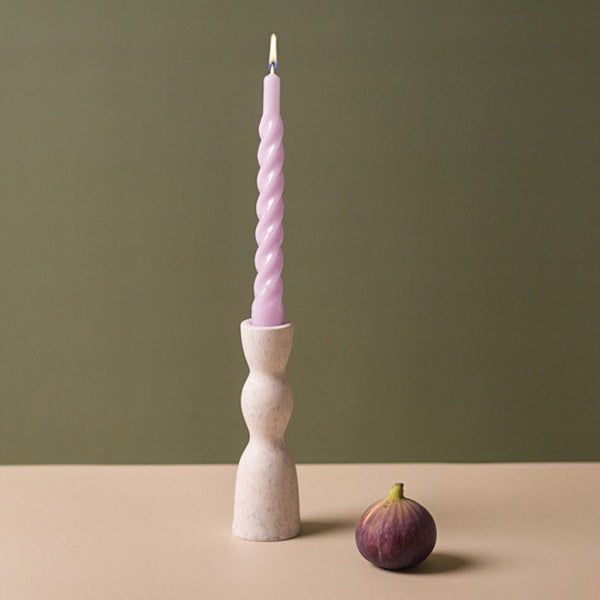 Low wave candleholder — white speckle