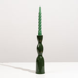 Dark green tall wave candleholder