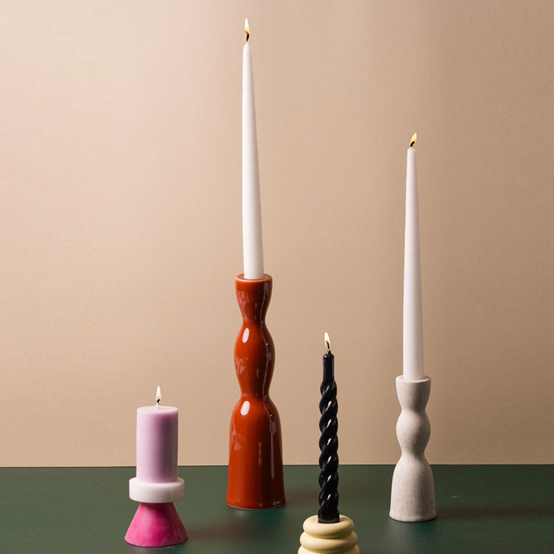 Low wave candleholder — white speckle