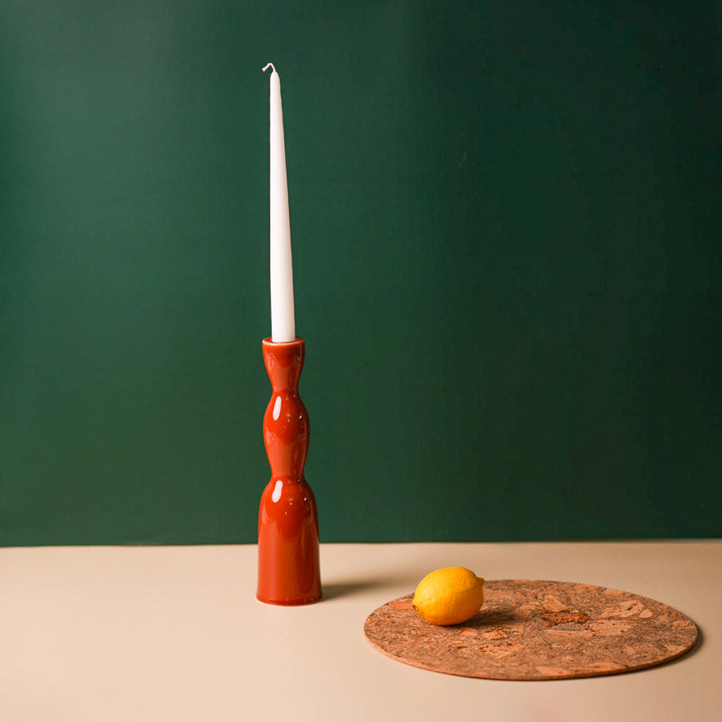 Terracotta tall wave candleholder