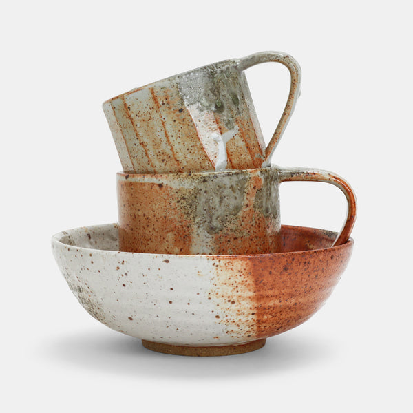 The Carved Mug - Shino and Wood Ash