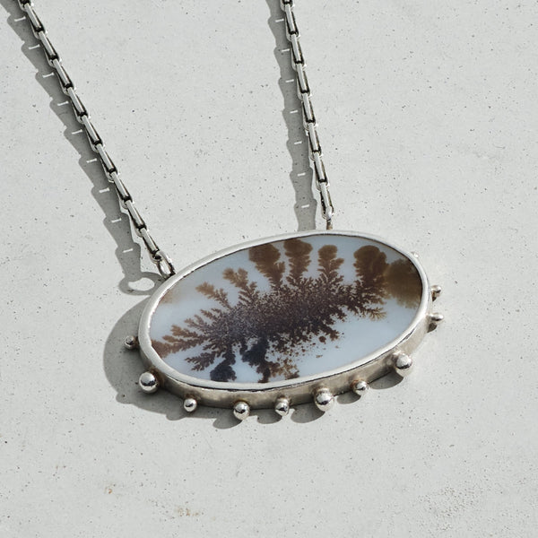 Dendritic Agate Necklace with beaded detail