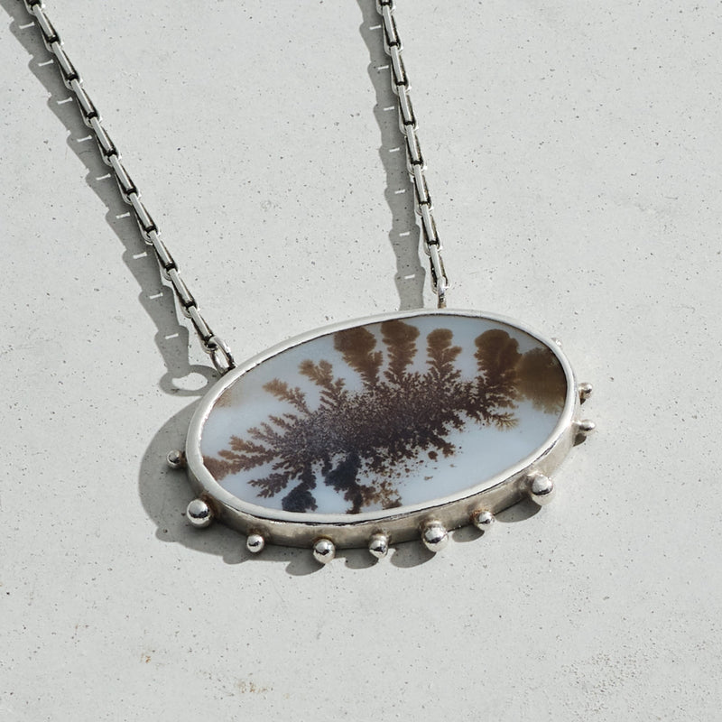 Dendritic Agate Necklace with beaded detail