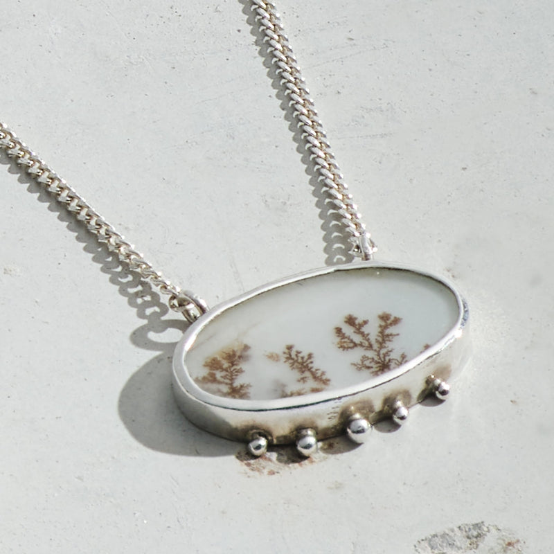 White Dendritic Agate Necklace