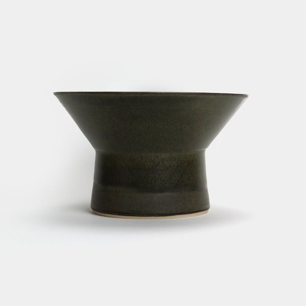 Forest green wide-brim vase