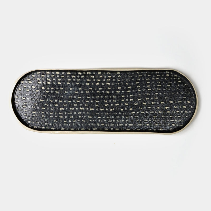 Black etch serving platter