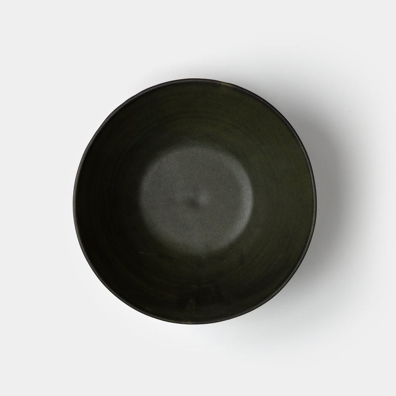 Ramen bowl with forest green glaze