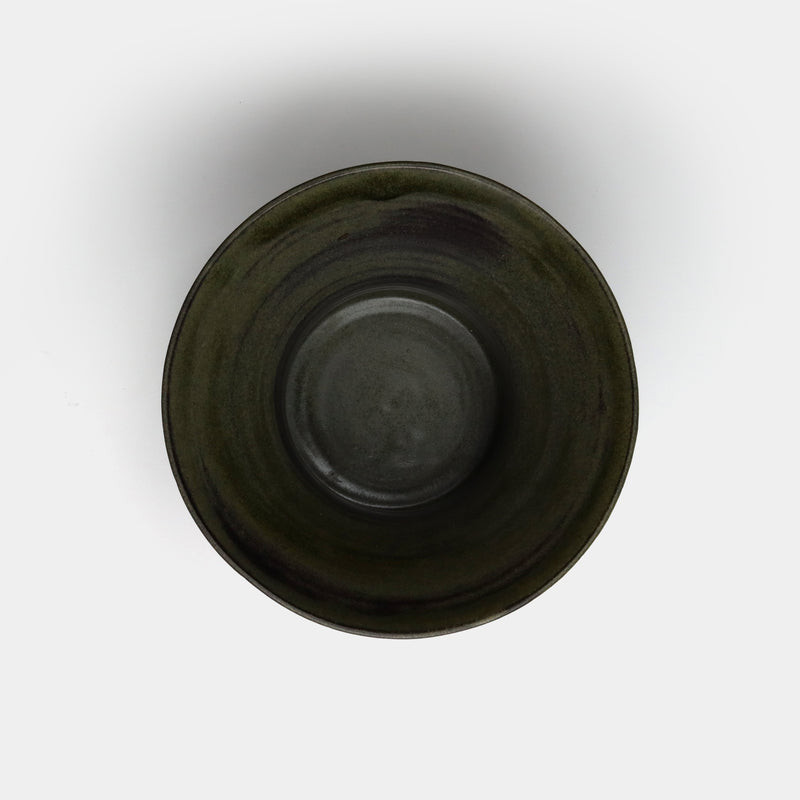 Forest green wide-brim vase