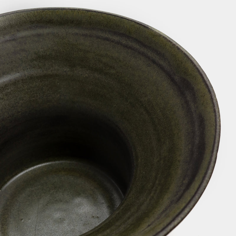 Forest green wide-brim vase