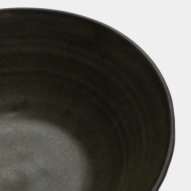 Ramen bowl with forest green glaze