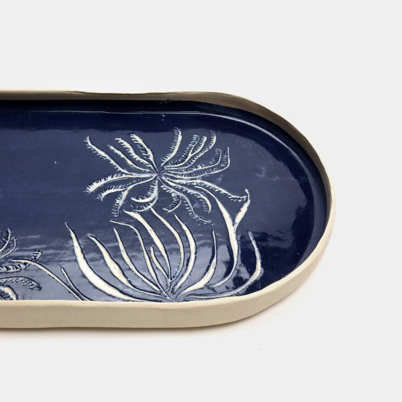 Navy coral serving platter