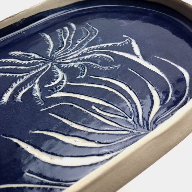 Navy coral serving platter