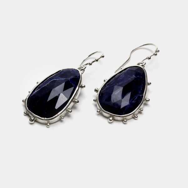 Sodalite drop earrings set in Sterling Silver