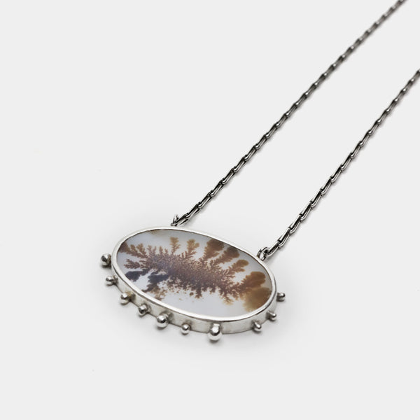 Dendritic Agate Necklace with beaded detail