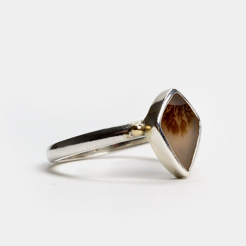 Angular Freeform Dendritic Agate Ring