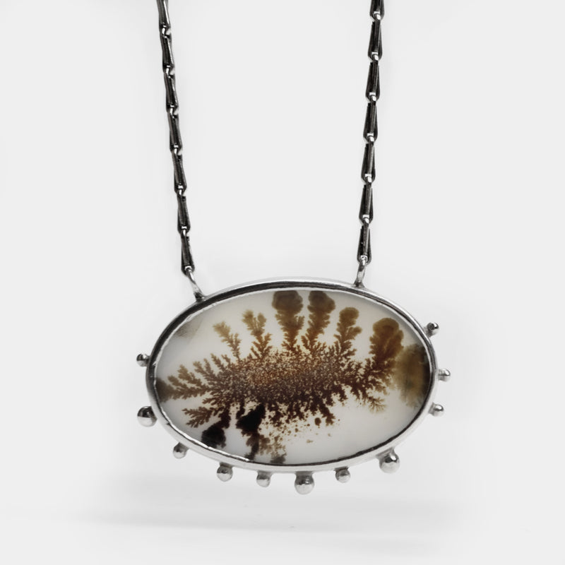 Dendritic Agate Necklace with beaded detail