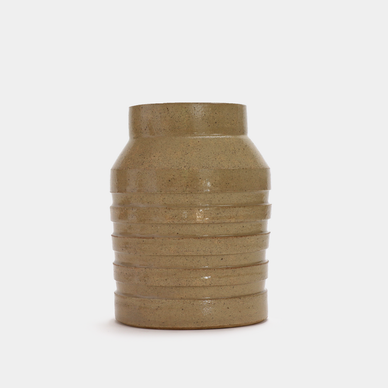 Small striped milk bottle vase | Sand