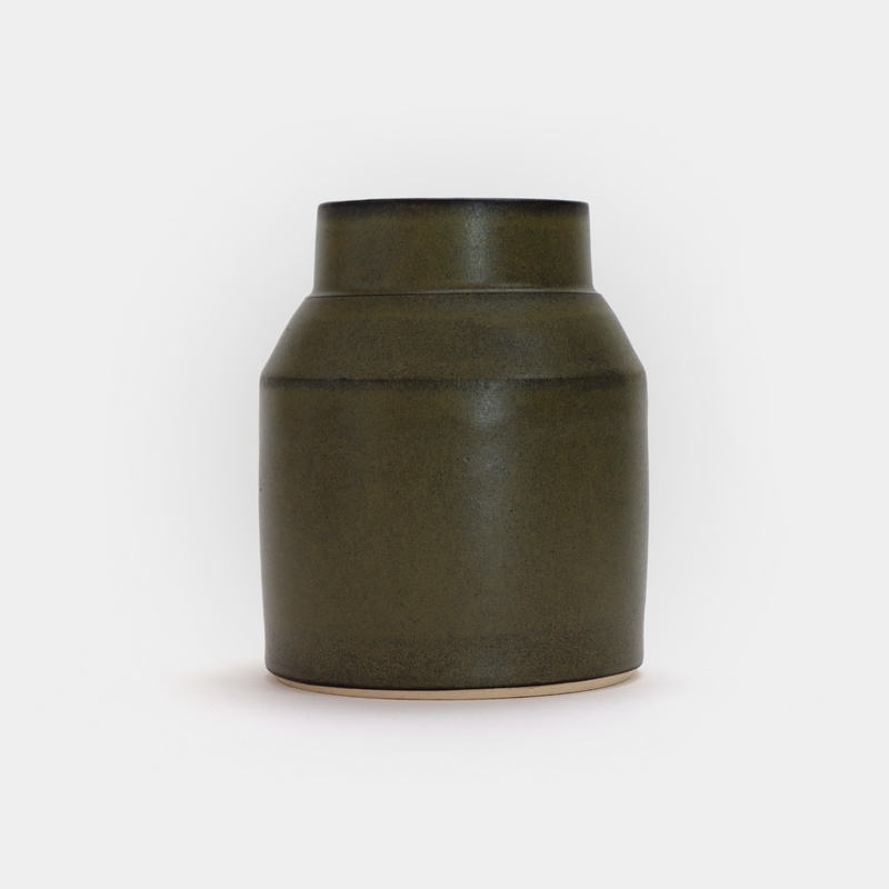 Small green stepped vase